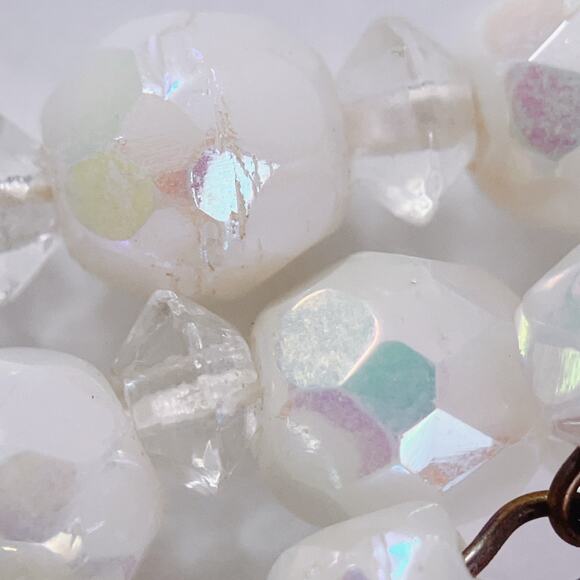 Vintage 1950s West Germany AB Glass Bead Necklace Mid Century 16" Elegant Choker - Picture 9 of 12